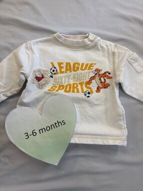 Disney White Baby Top with Orange & Yellow Sports Graphic